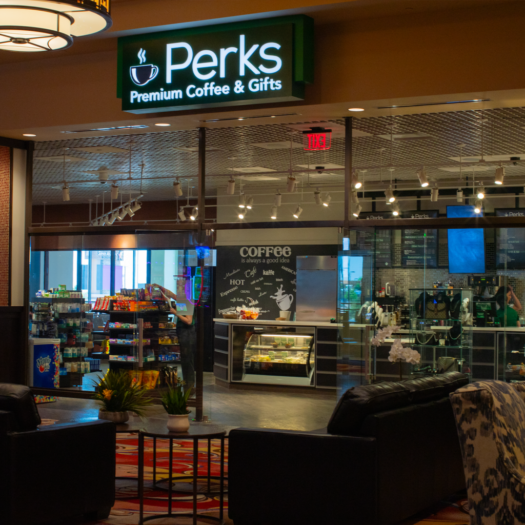 Shot of the exterior of Perks